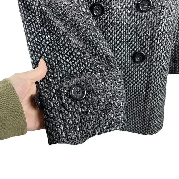 J. Crew Collection Stormy Tweed Lille Silk Overcoat Jacket Gunmetal Gray Size 10 - Picture 4 of 15